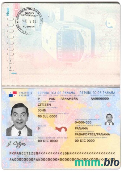 Przykład paszportu Panamy w formacie PSD, w pełni edytowalny